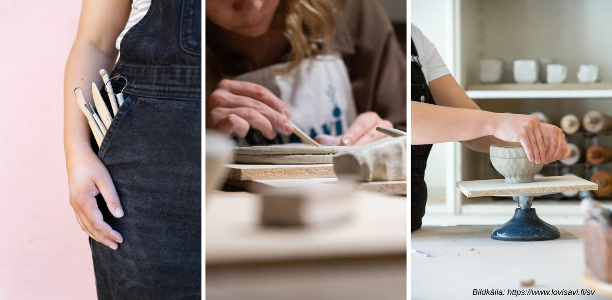 bildkollage av keramikverkstad